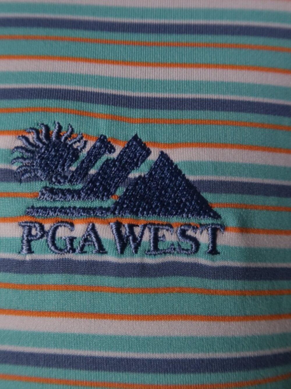 Straight Down Green Striped PGA West Stretch Performance Polo (L)⛳️